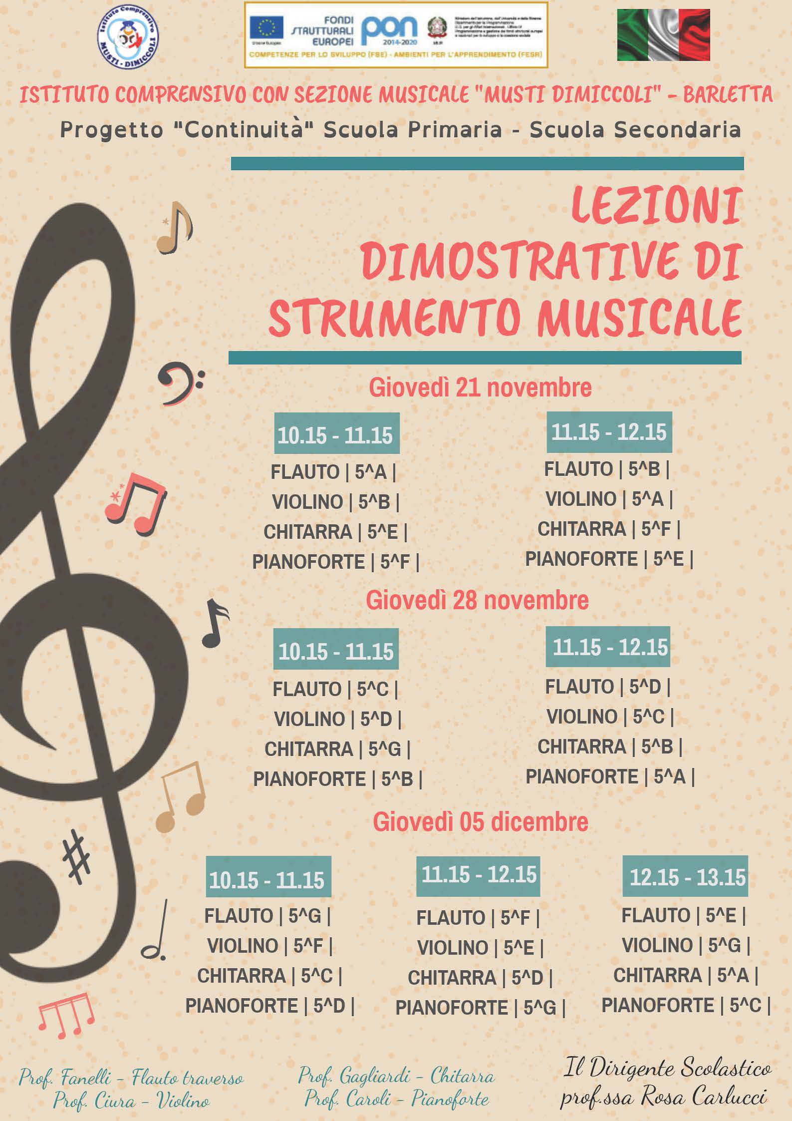 Locandina Lezioni strumento musicale