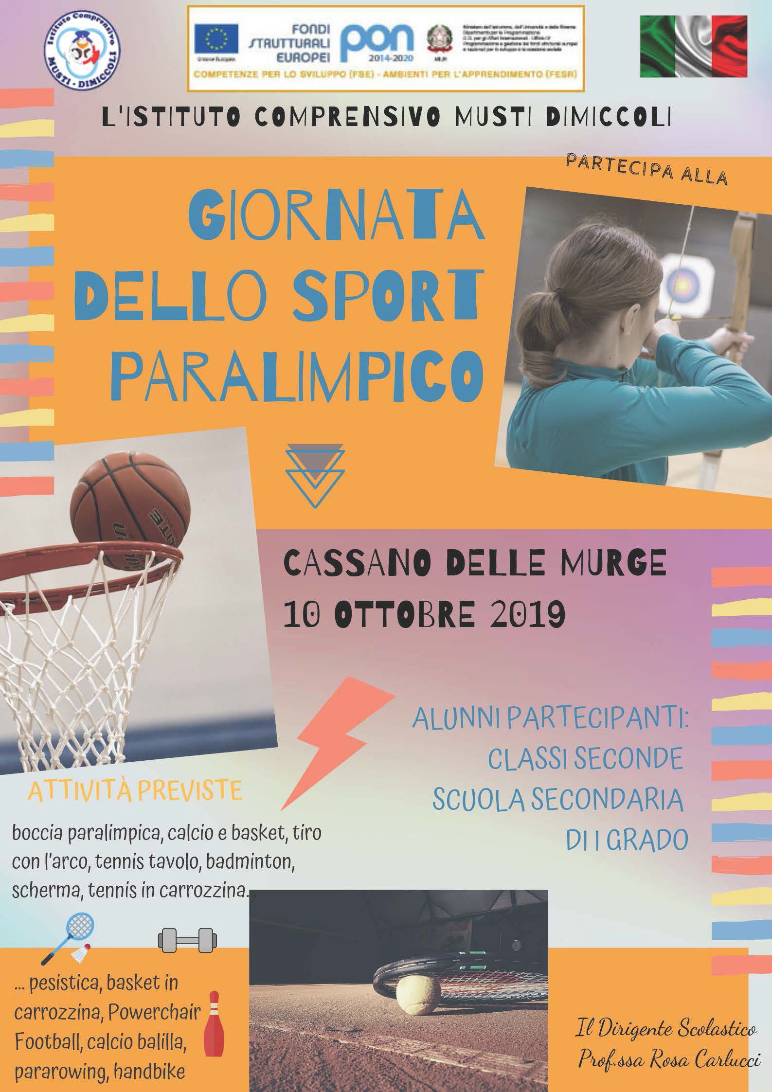 Locandina giornata sport paralimpico