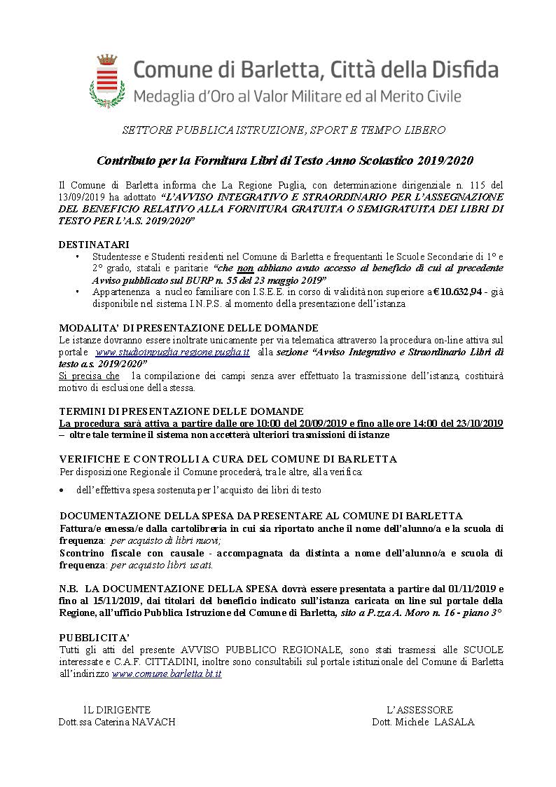 contributo libri di testo Avviso comun. 3 PROROGA 19 20