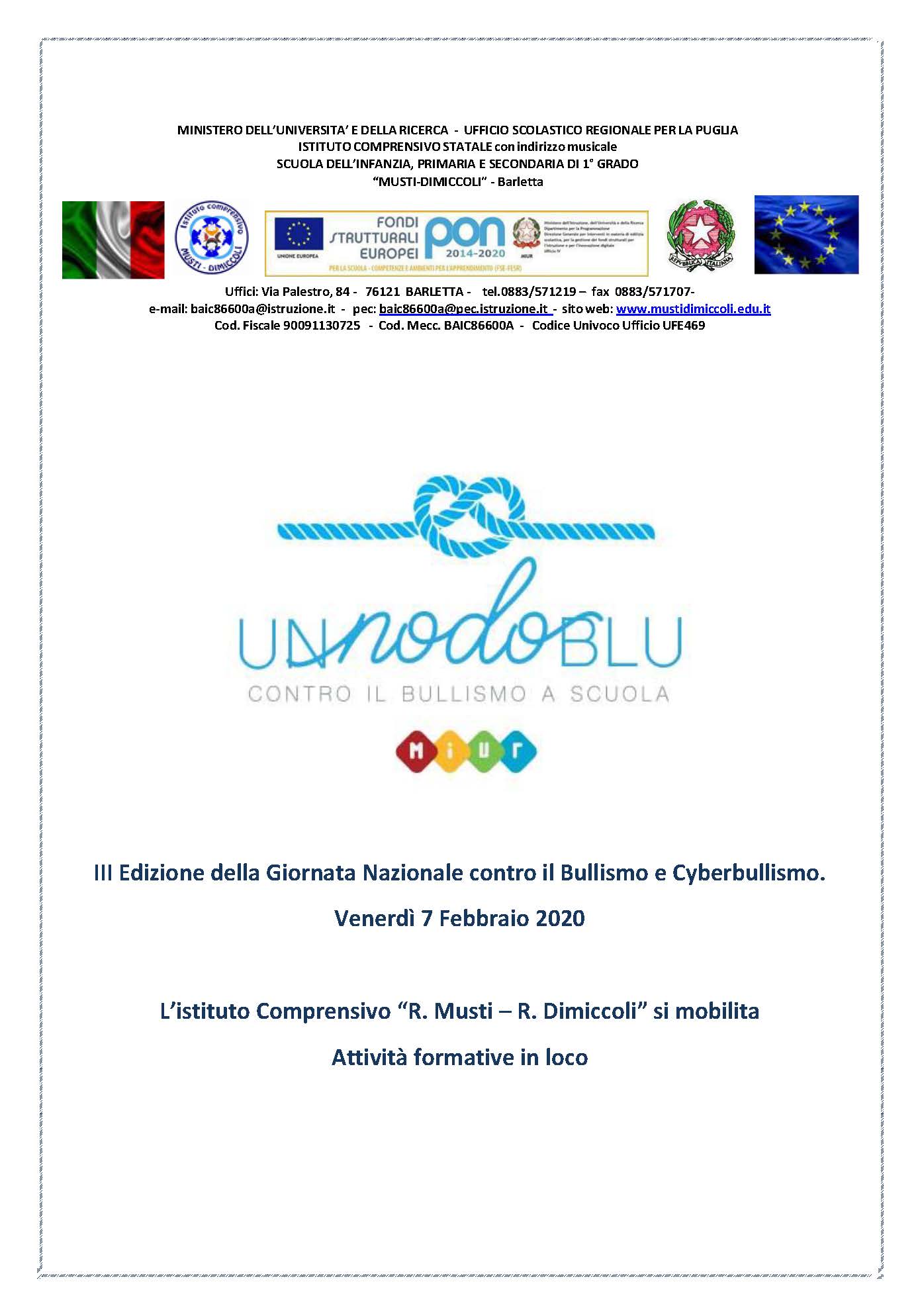 locandina 7 FEBBRAIO 2020 BULLISMO