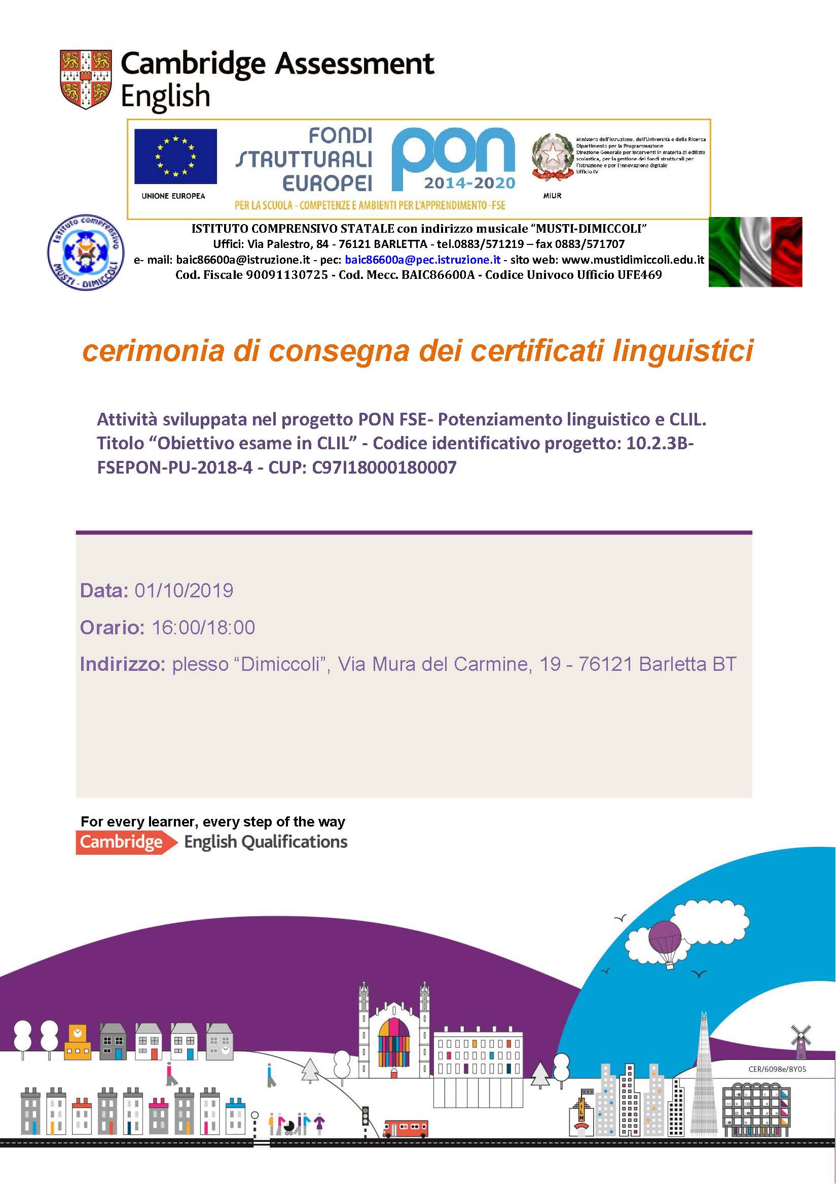locandina cerimonia certificati aggiornato