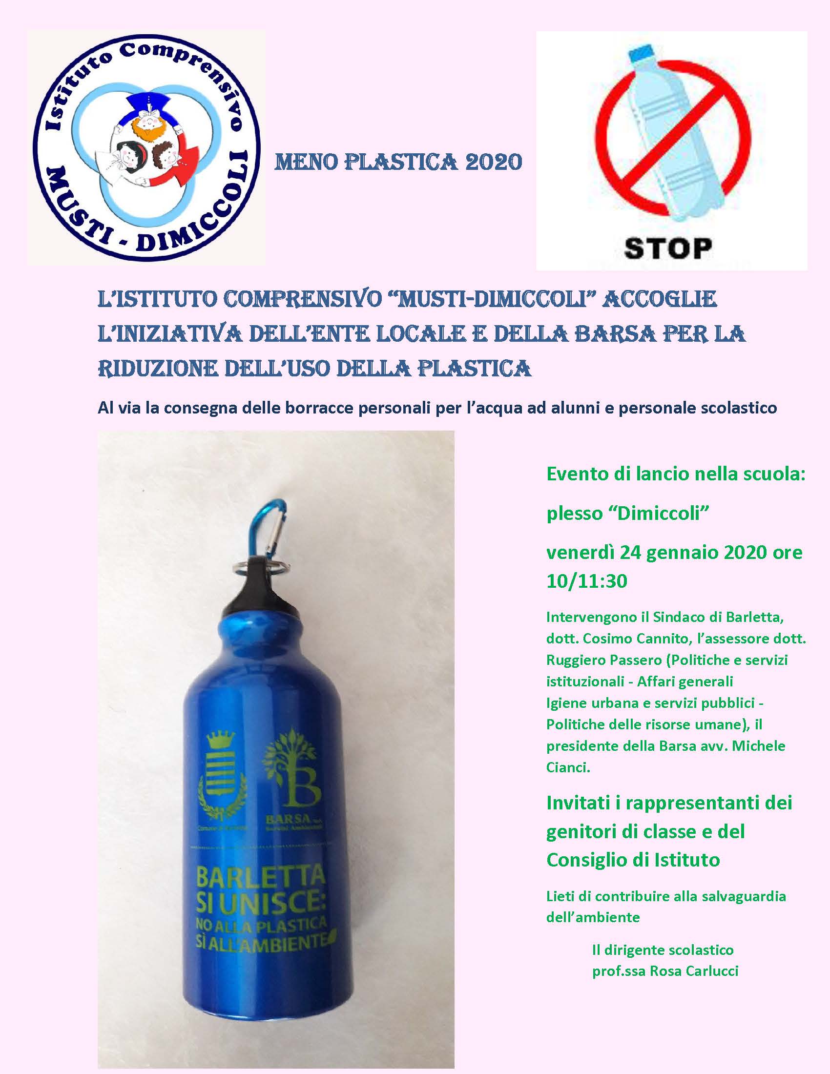 locandina dell iniziativa meno plastica
