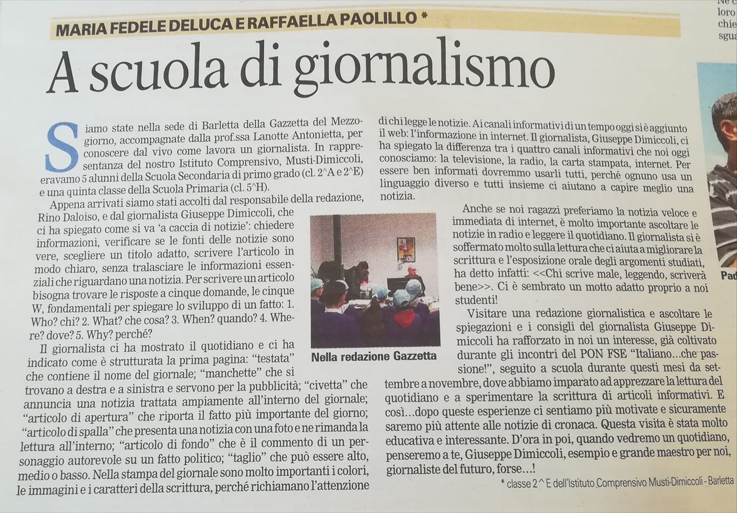 Musti Dimiccoli a scuola di giornalismo