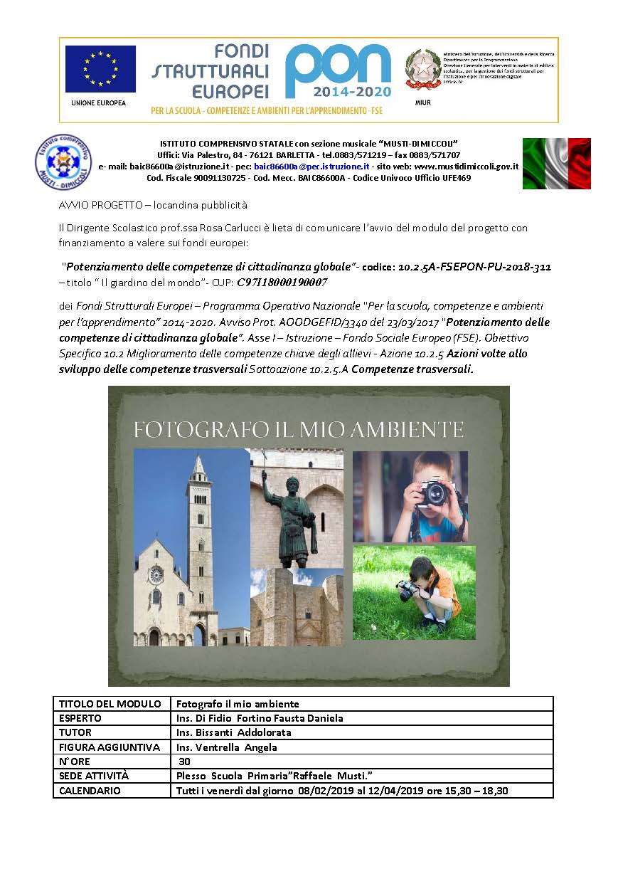 locandina PON GLOBALE fotografo