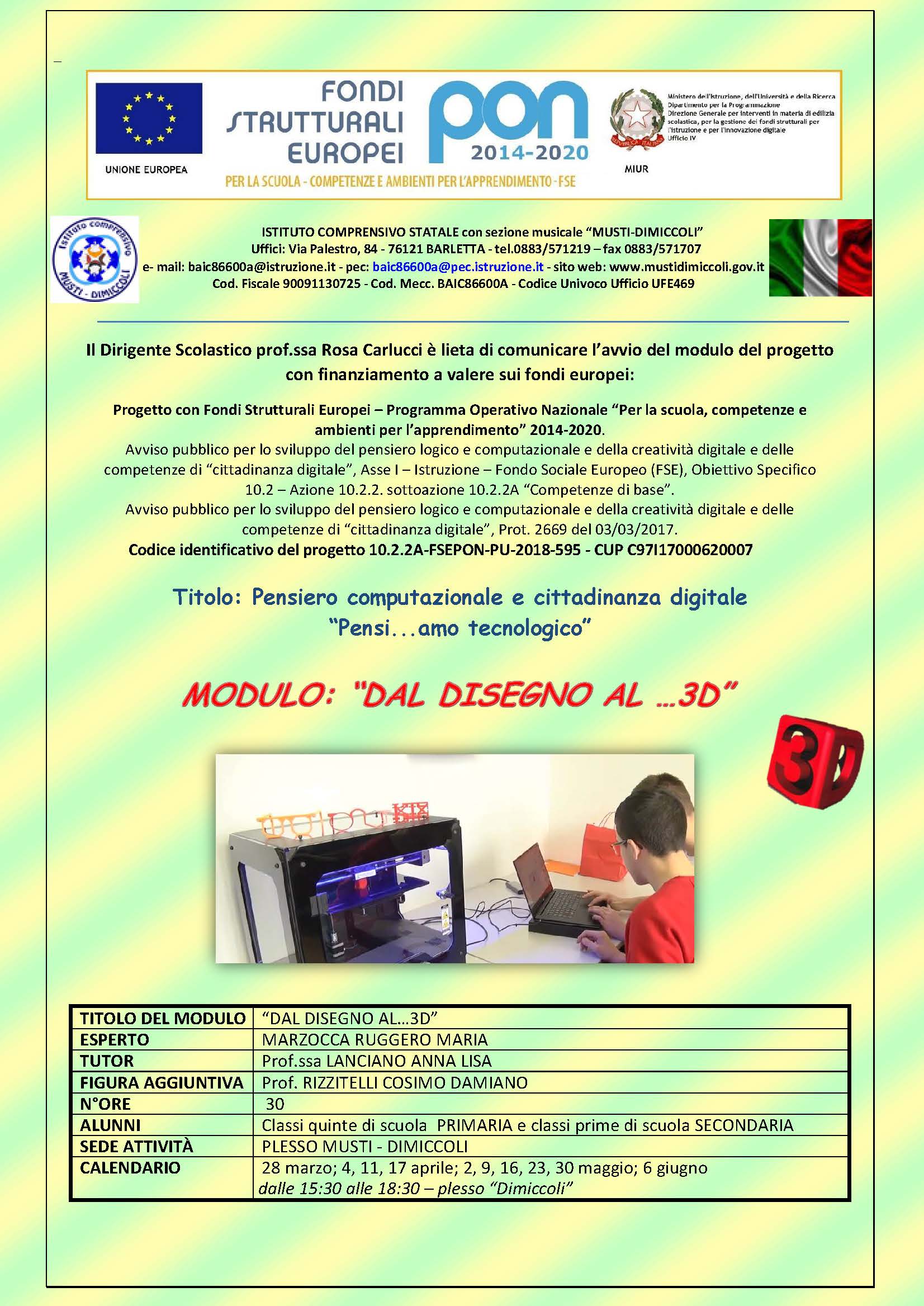 locandina PON digitale stampa 3D