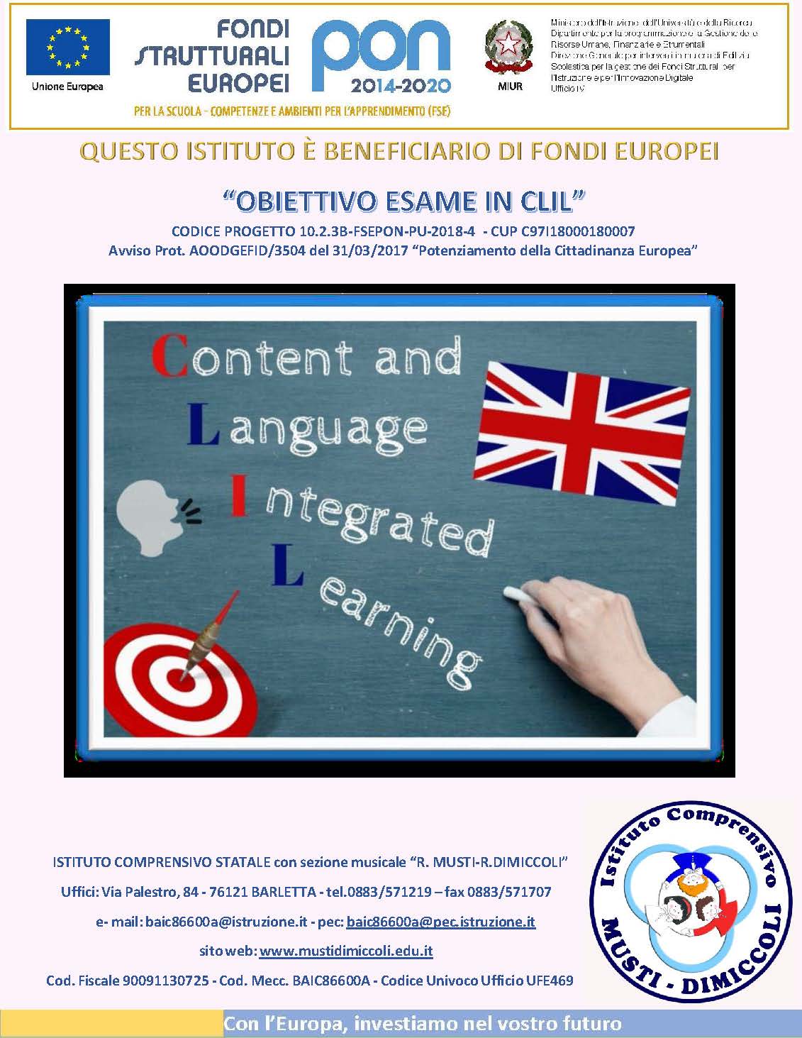 TARGA OBIETTIVOESAME IN CLIL rettangolo
