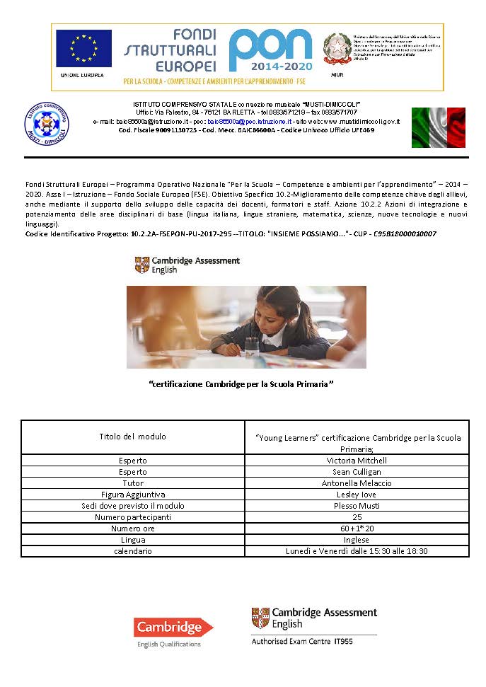 locandina inglese scuola primaria