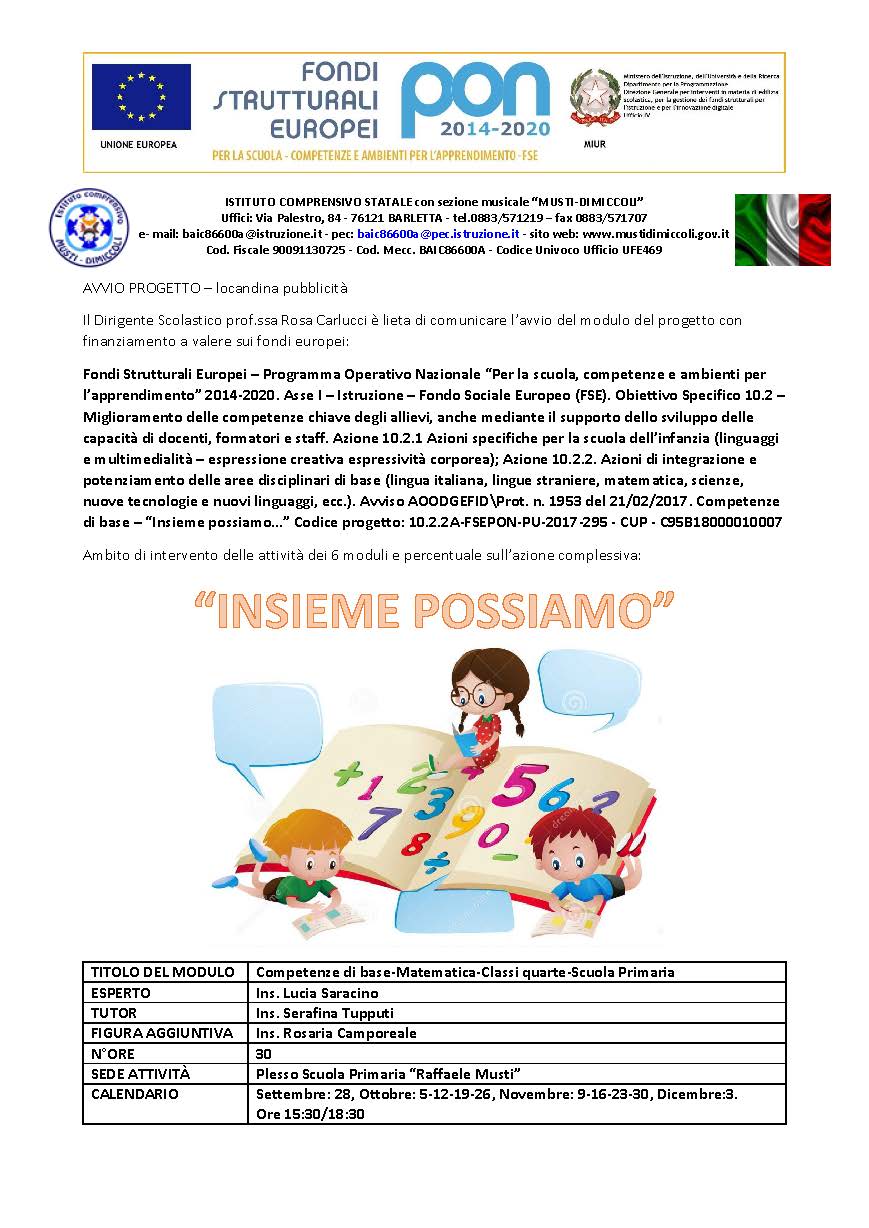 locandina matematica PRIMARIA