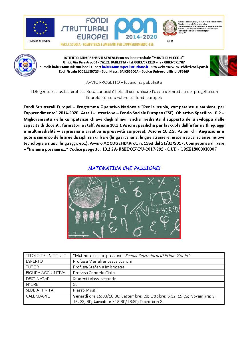 locandina matematica Secondaria